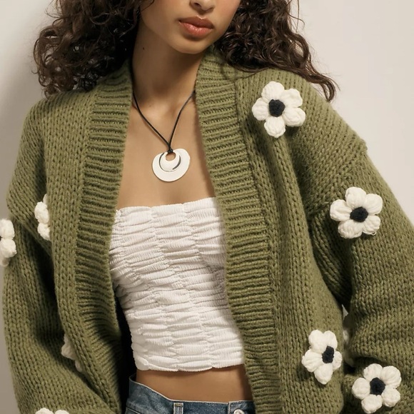Maeve Sweaters - Maeve Susannah Cardigan 3-D Floral Appliqués OS